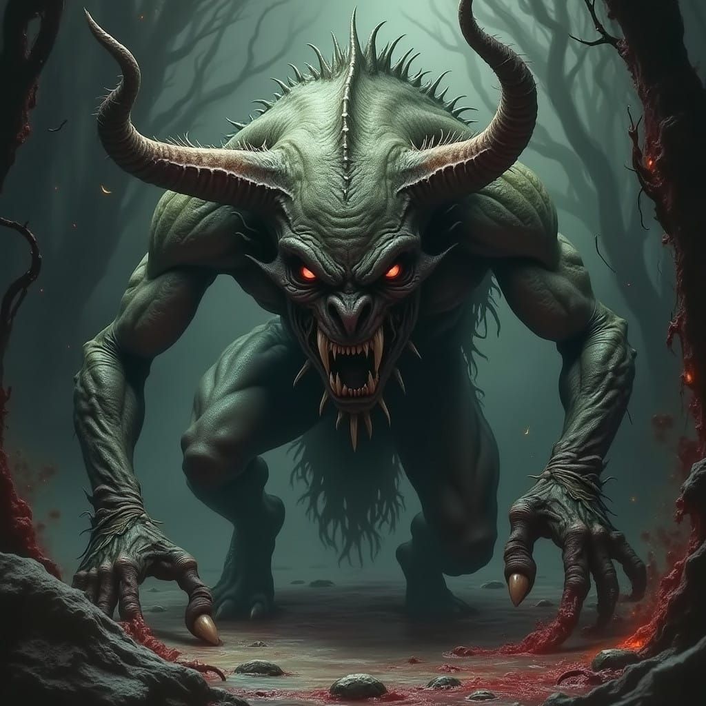 Gothic Horror Demon Emerges from Blood