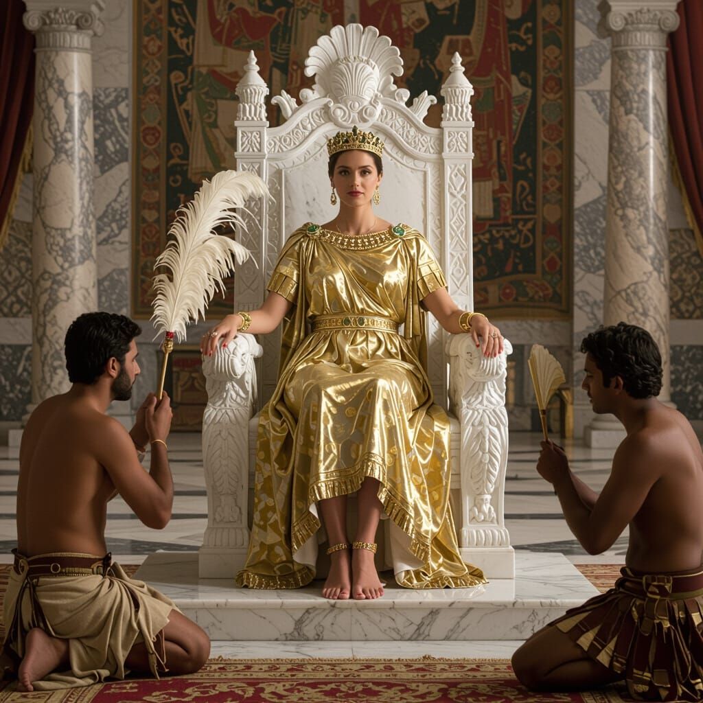 Opulent Roman Empress on Eagle Throne, Professional Photogra...