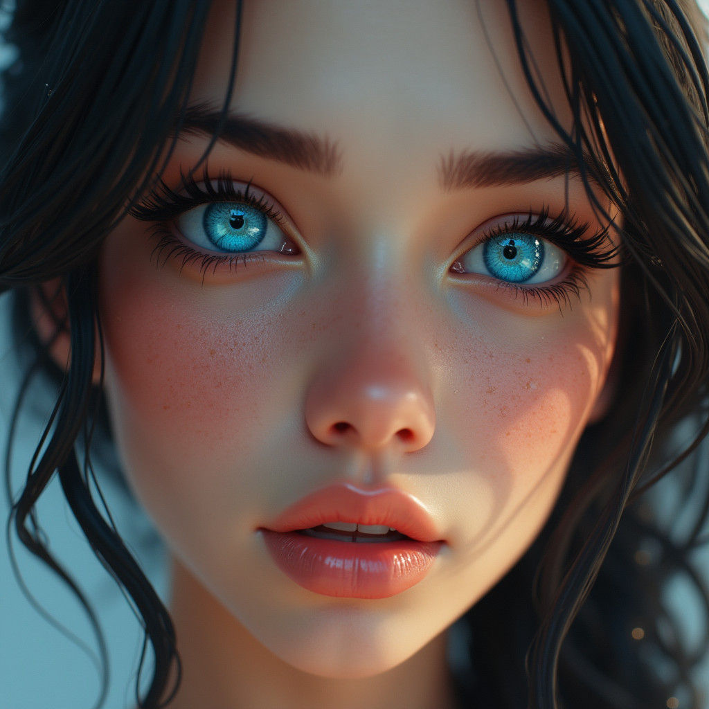 Captivating Female Portrait with Striking Blue Eyes
