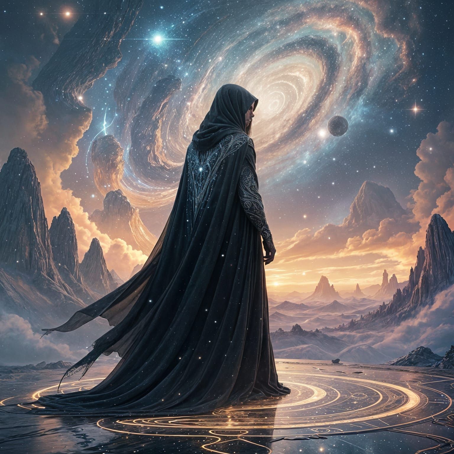 Celestial Figure at Nexus Point, Digital Art