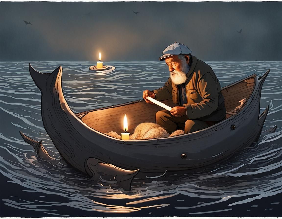 Fisherman in Whale's Stomach with Candle