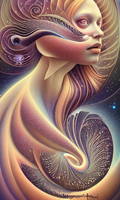 Cosmic Sycamore Tree Portrait in Surreal Style