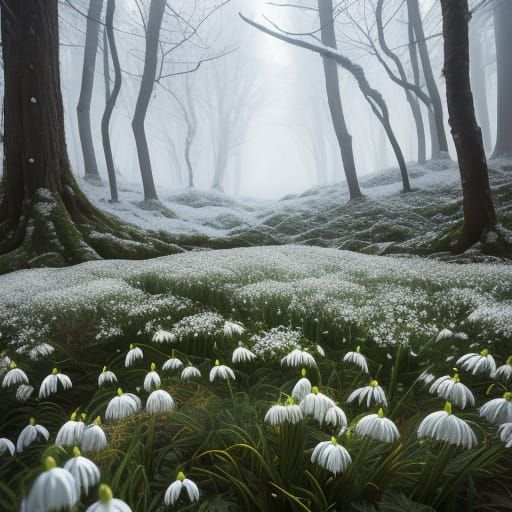 Whimsical Forest Floor Scene in Tilt-Shift Style