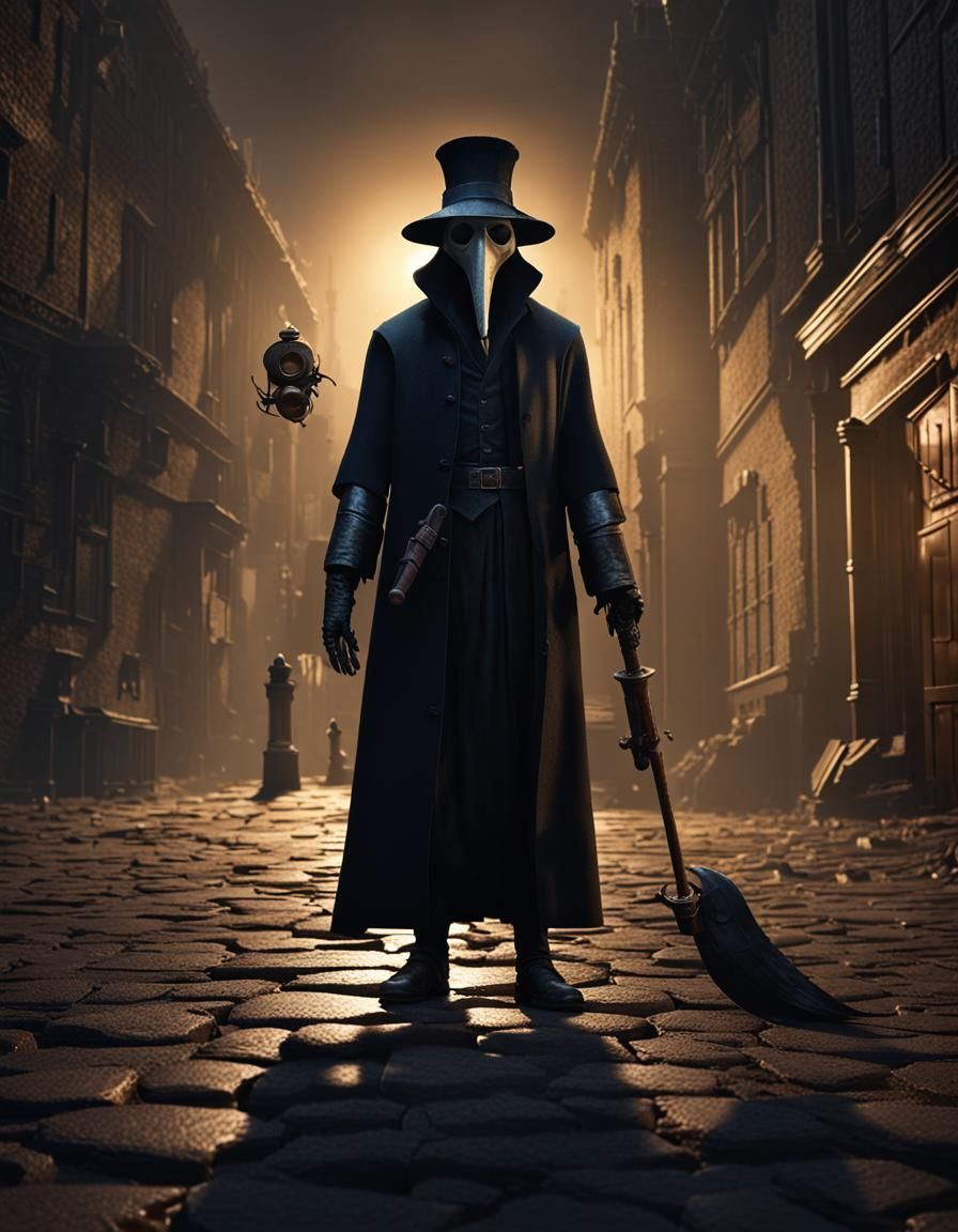Photorealistic Plague Doctor in Volumetric Lighting