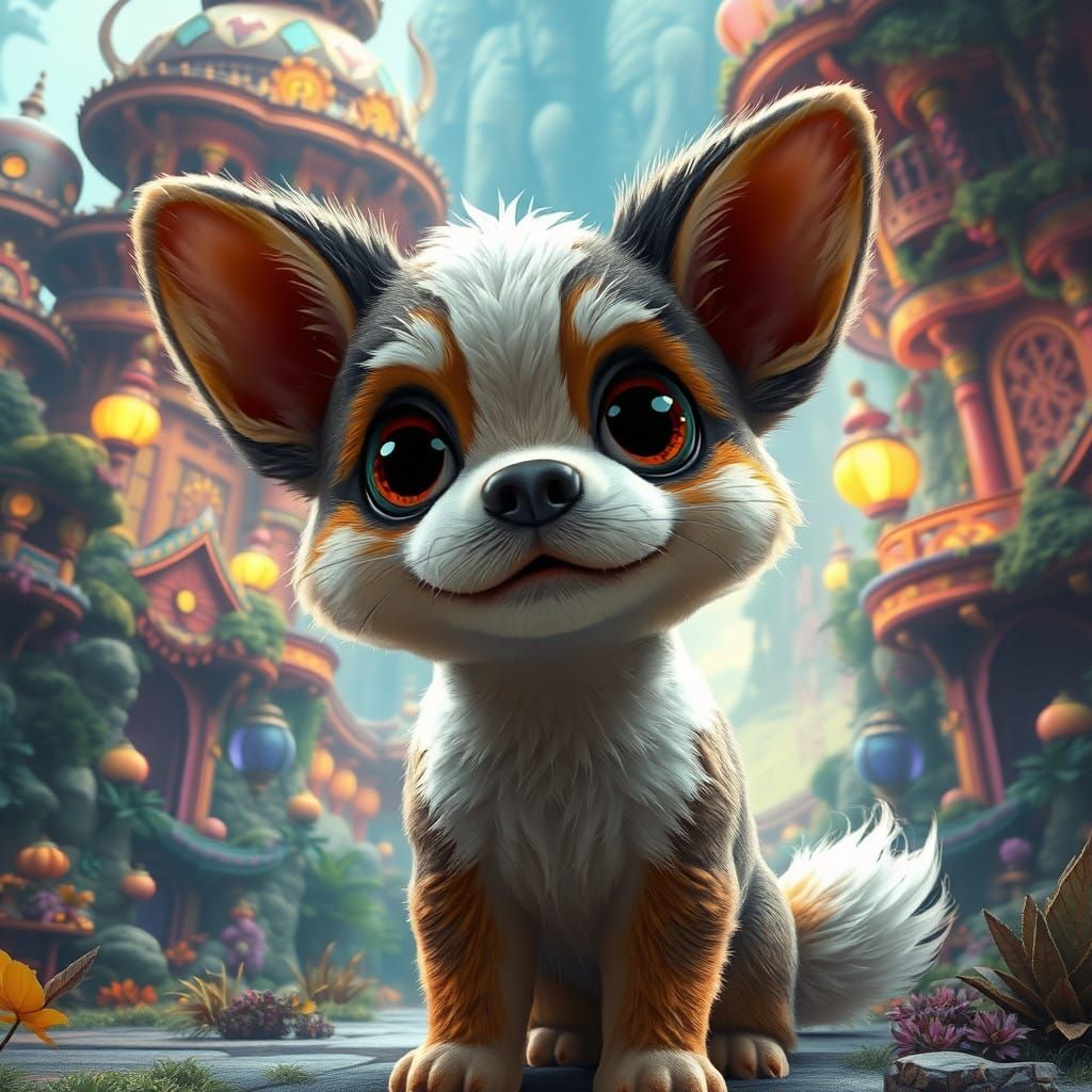 Fantastical Canine Realm in Vibrant Colors