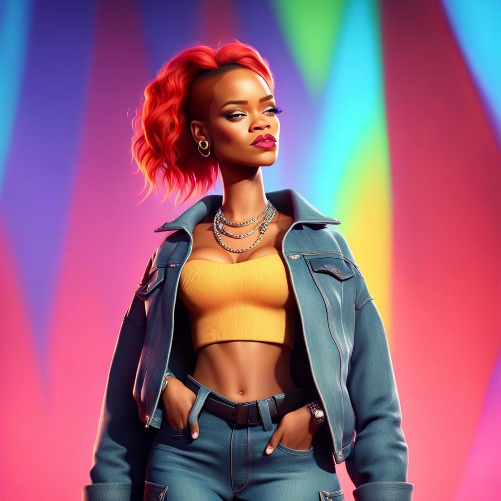Rihanna Portrait in 3D Digital Art Style