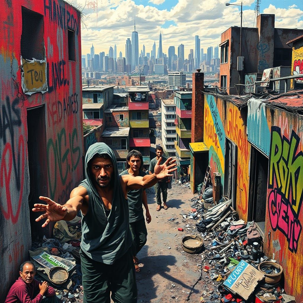 Polychromatic Cityscape of Desperation: A Street Art Cry for...