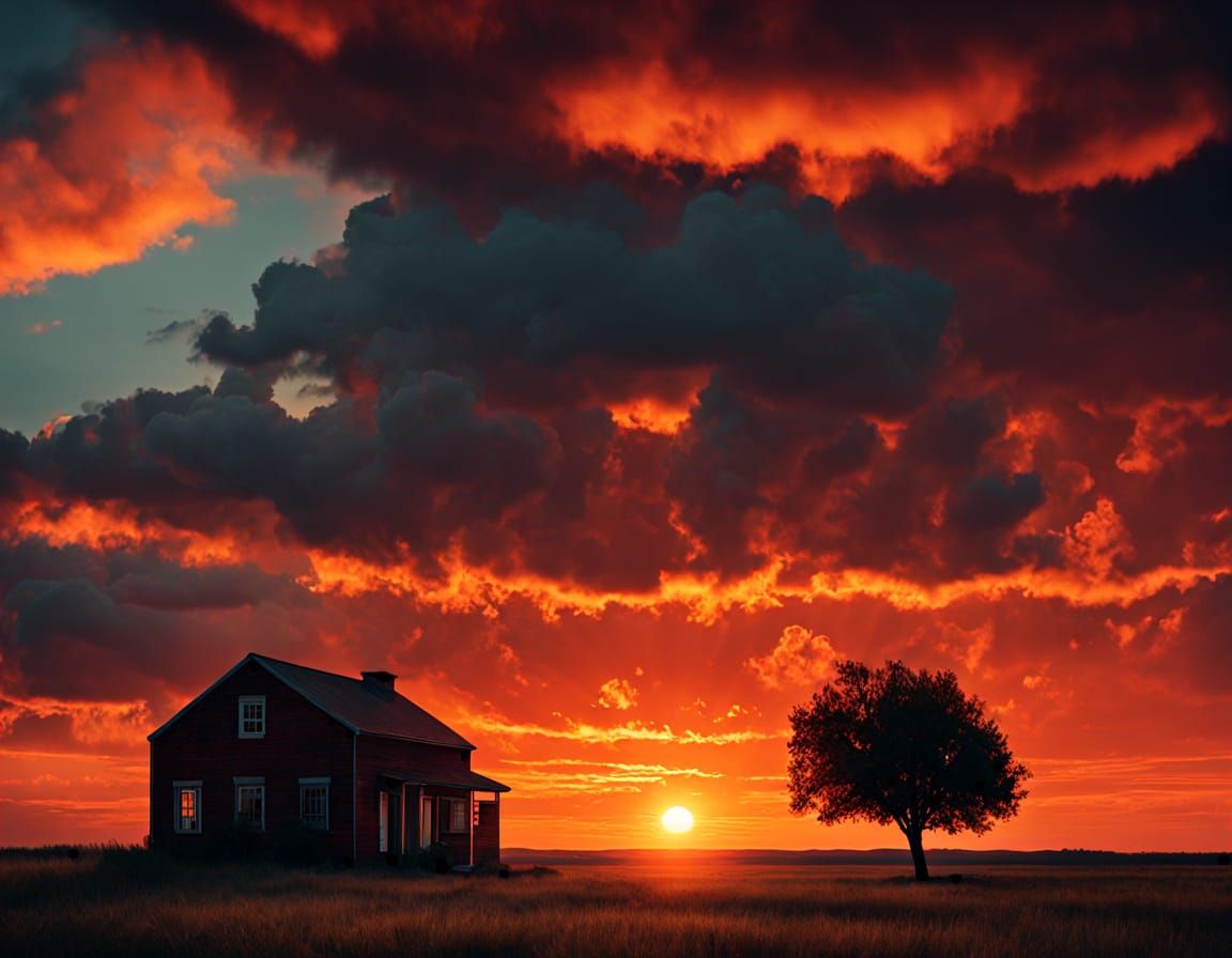 Vibrant Sunset Sky with Warm Cinematic Lighting