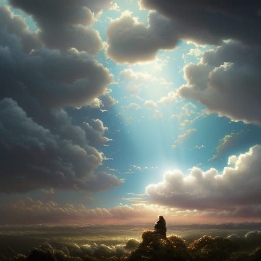 Epic Sunset Clouds with God Rays: Matte Illustration