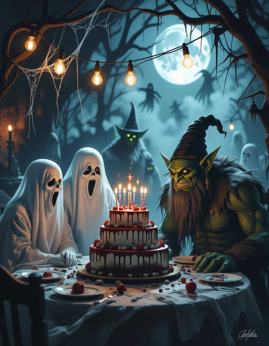 Gritty Dark Fantasy Birthday Party with Ghosts and Trolls