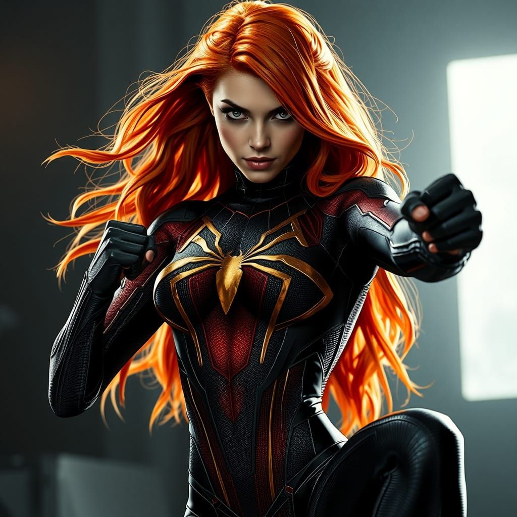 Hyperreal Black Canary in Shimmering Spider Silk Costume