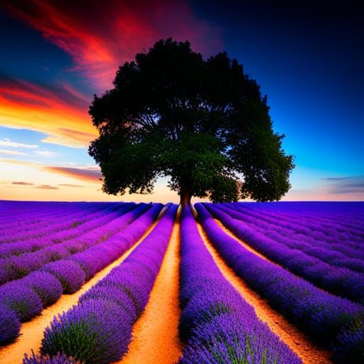 Lavender Plant Matte Painting in Sunlight