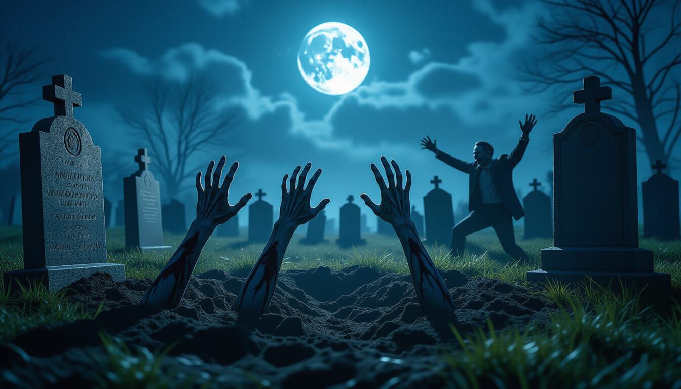 Zombie Dance Party Under Full Moon