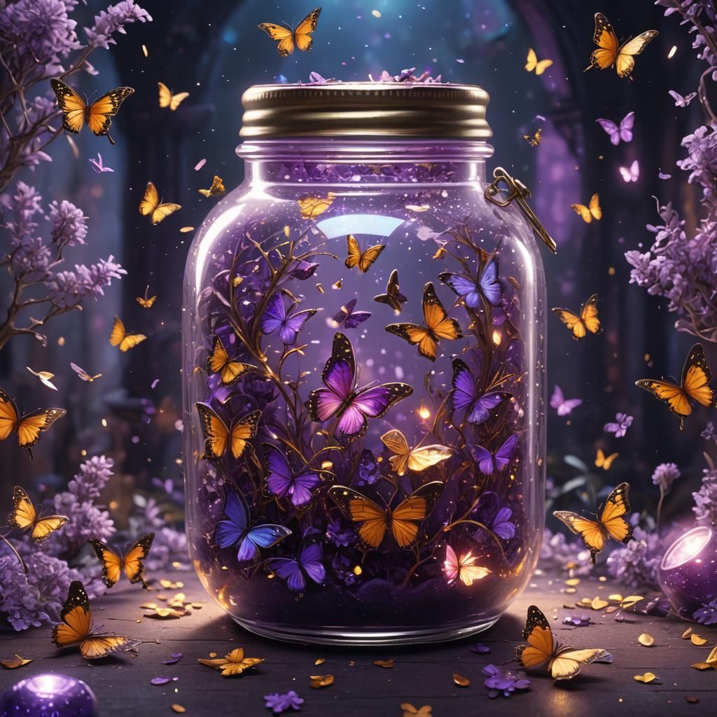 Enchanted Jar of Butterflies: Fantasy Concept Art