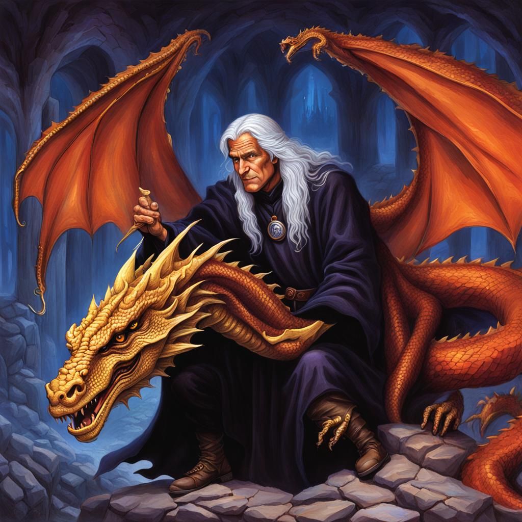 Raistlin Majere and Dragon