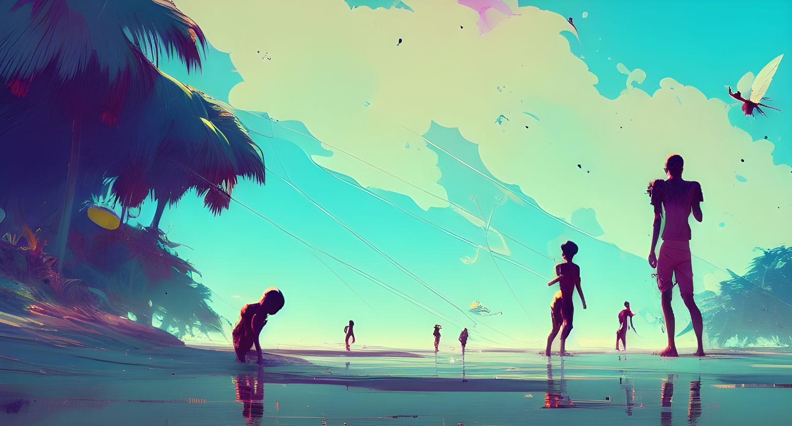 Boys at the Beach: Digital Illustration
