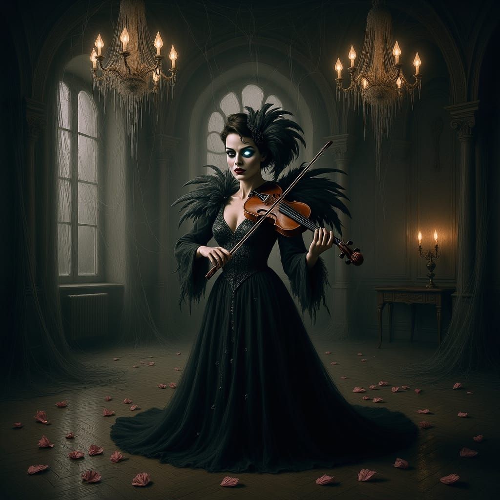 Skeletal Harlequin's Melancholy Tune: A Charcoal Drawing