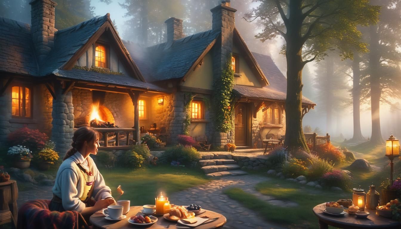 Ethereal Fantasy Cottage in Morning Light