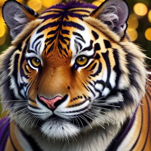 Majestic Purple and Gold Tiger Macro Photograph