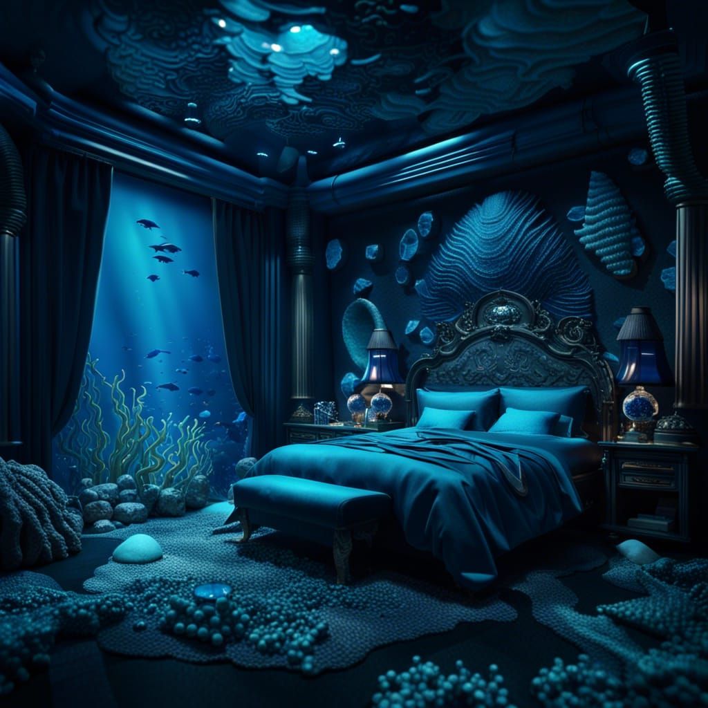 Big and luxurious underwater bedroom