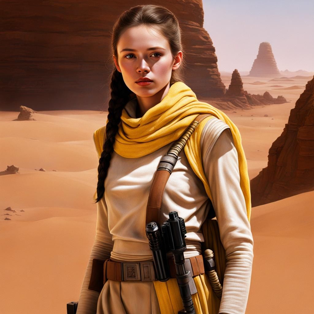 Desert Scavenger with Lightsaber on Starship