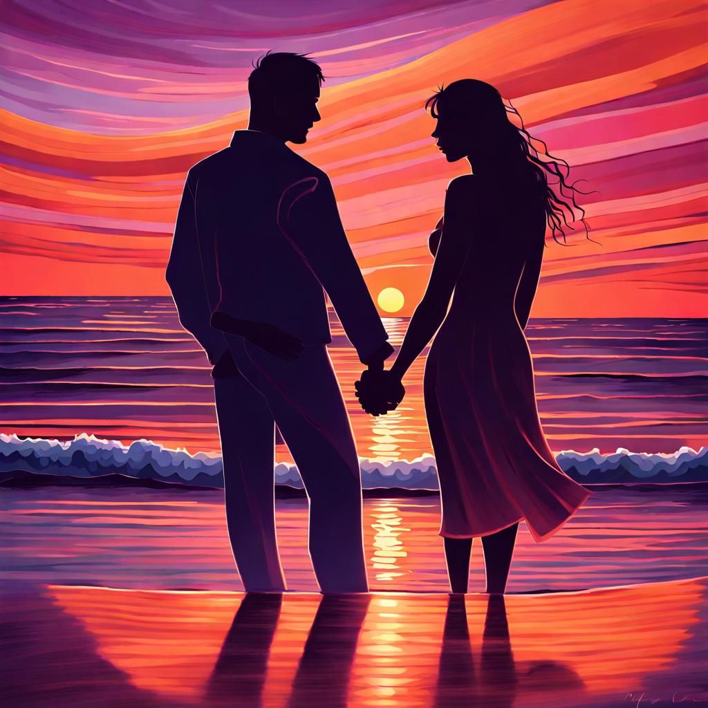 Sunset Embrace: Ocean View in Dramatic Lighting