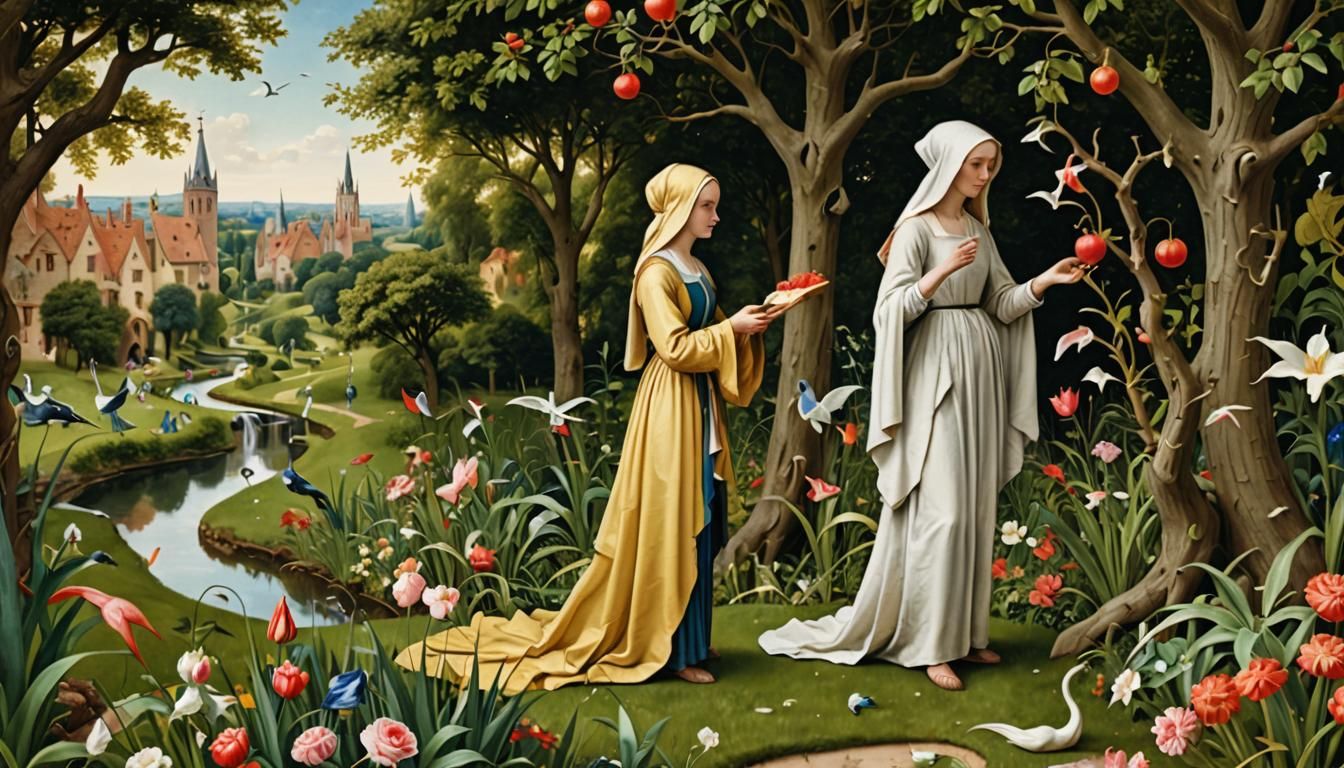 Eve Tempted: Garden of Eden in Papercraft Style