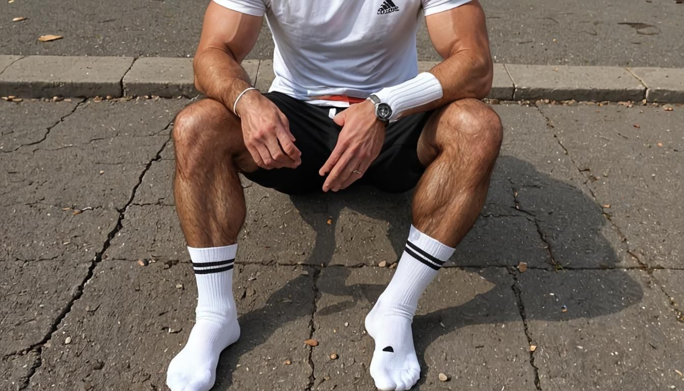 Dirty White Adidas Socks Display: Detailed Matte Painting