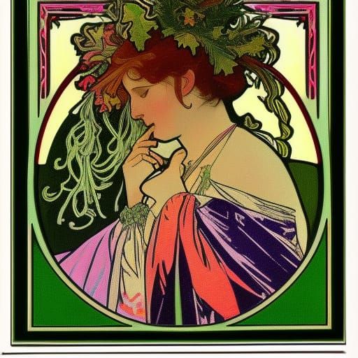 Christmas Ornaments in Alphonse Mucha Style
