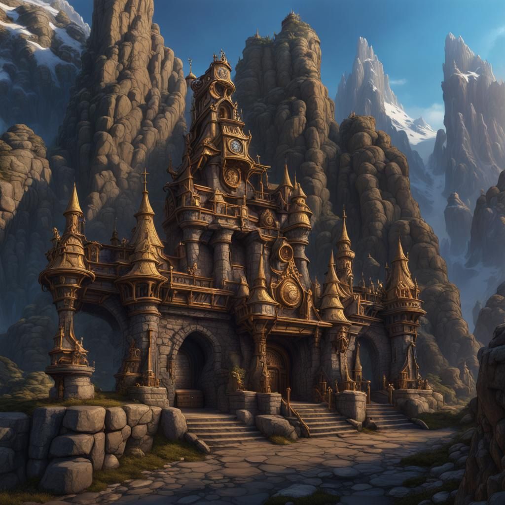 Dwarf Stronghold in Mountain with Ancestor Statues