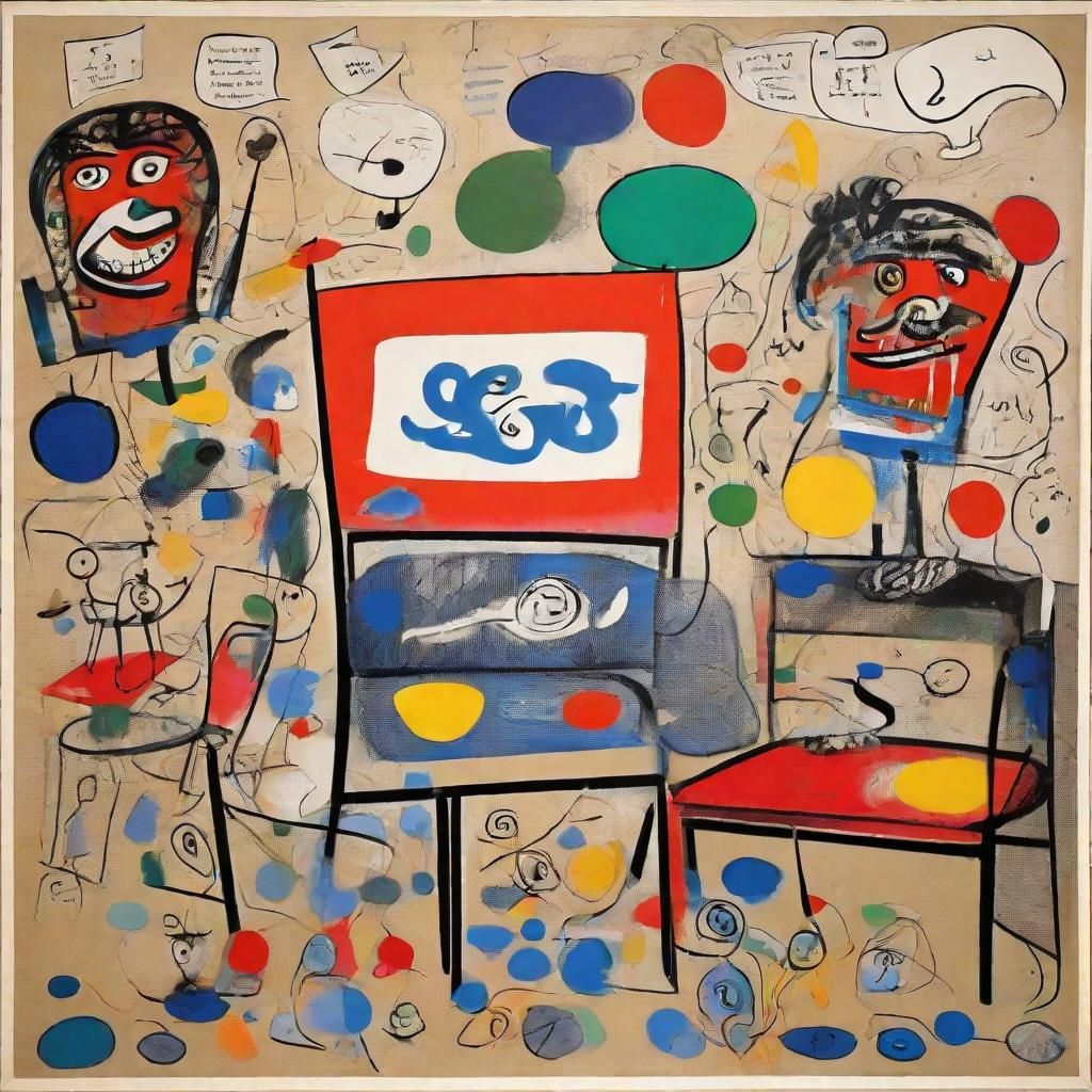 Chairs Converse: A Hogarth and Miro Inspired Scene