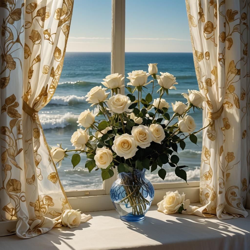 Art Nouveau Roses by the Beach