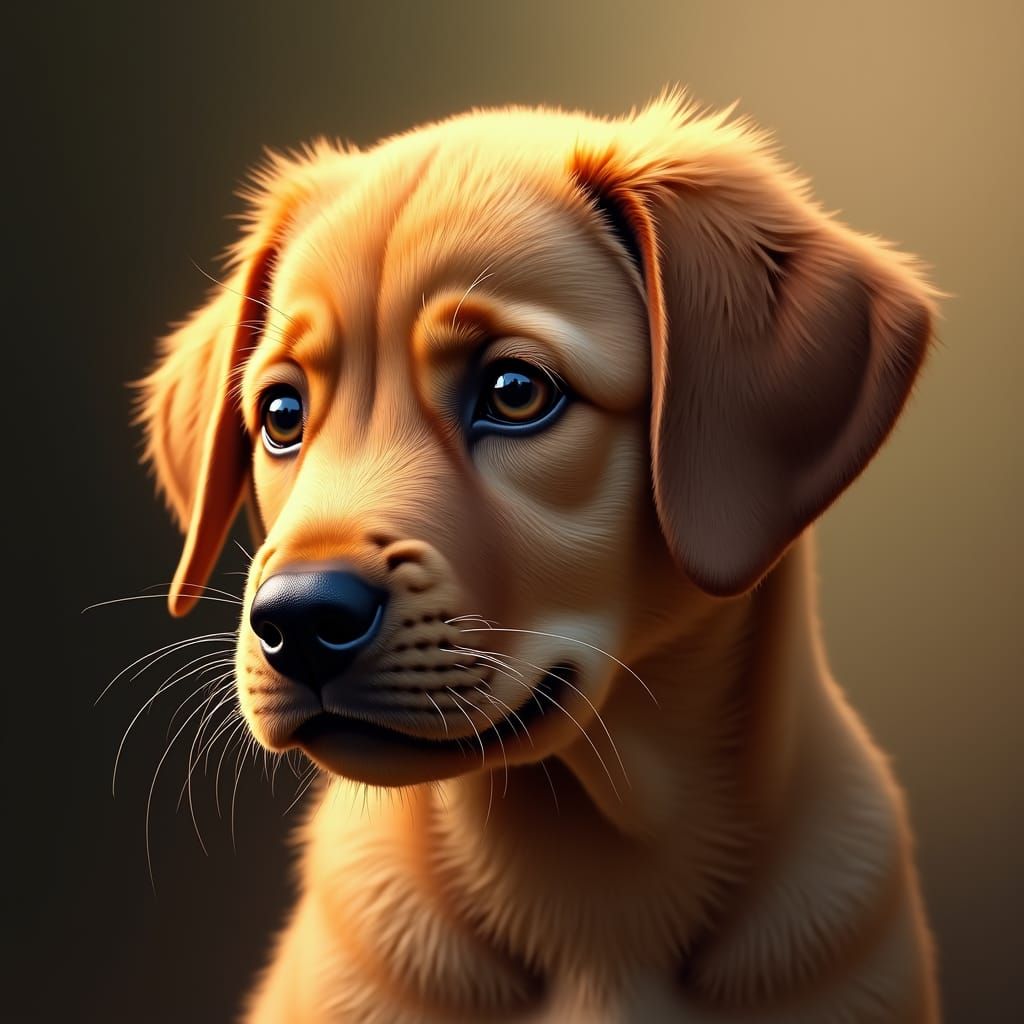 Cute Labrador Puppy in Detailed Oil Painting
