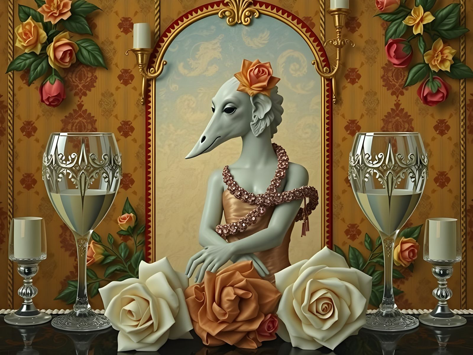 Luxurious High Society Gathering in Rich Jewel-Toned Colors