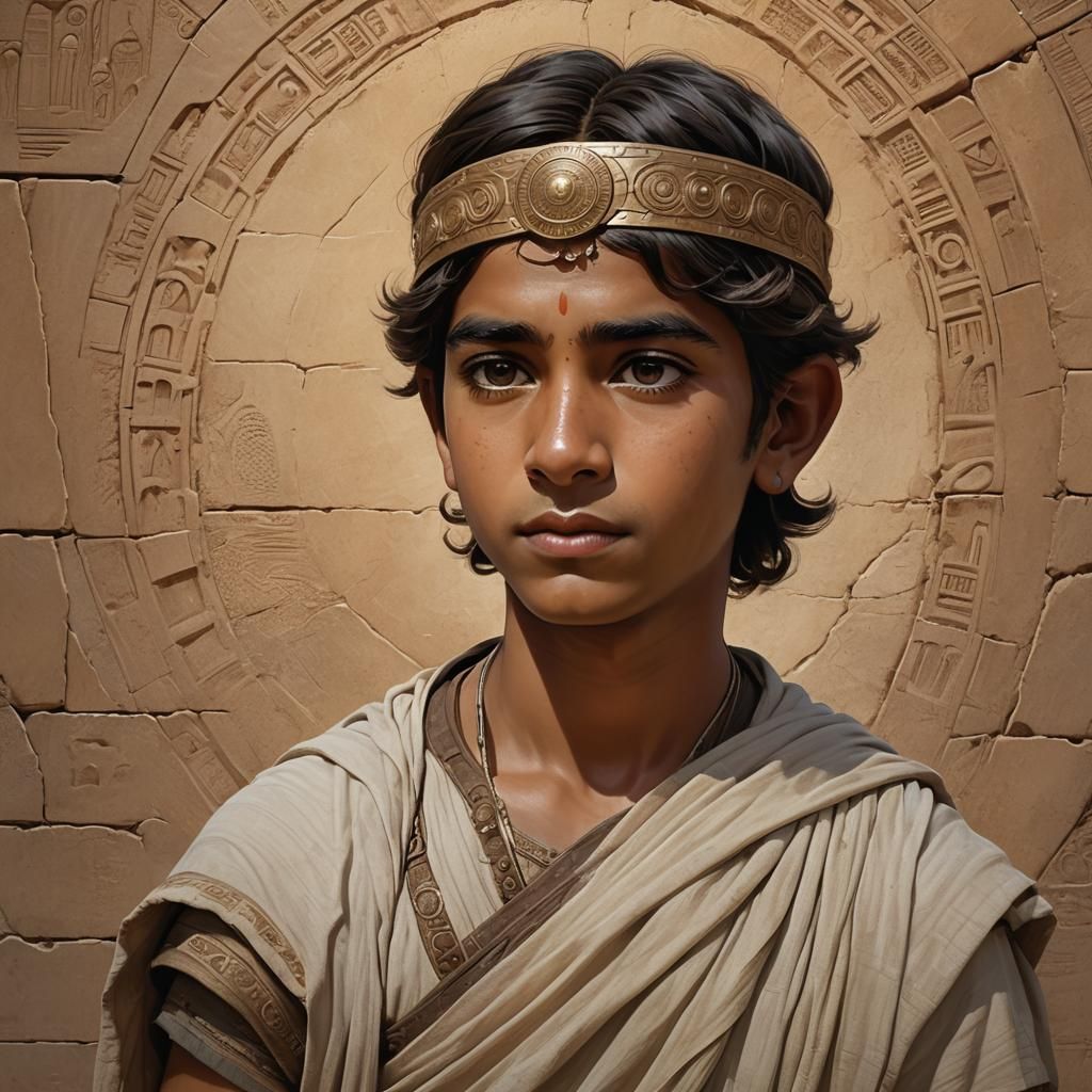 Mohenjo-Daro Boy Portrait in Hyperdetailed Style