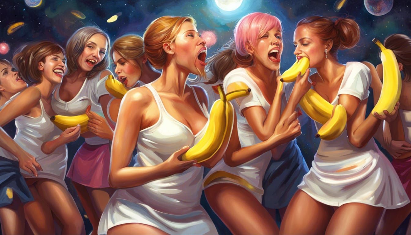 Hyperrealistic Sci-Fi Party with Kissing and Pillow Fight