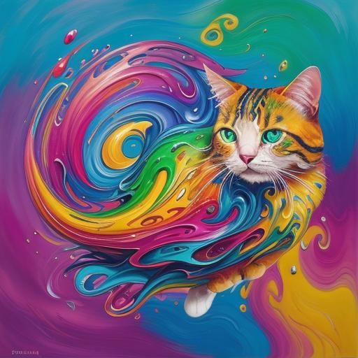 Dreamy Cat in Surrealist Painting Style