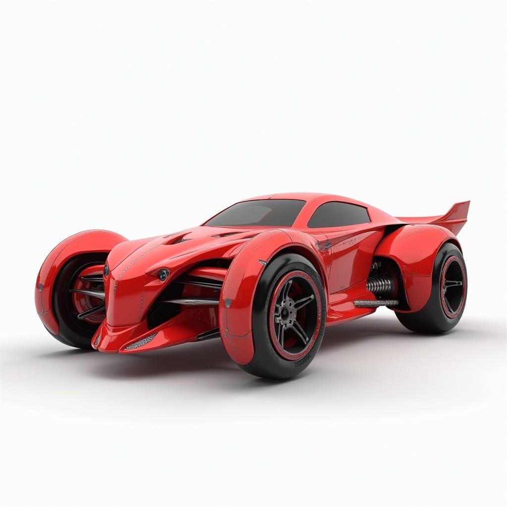 Sleek Red Hot Wheels Car in Futuristic Disney-Pixar Style