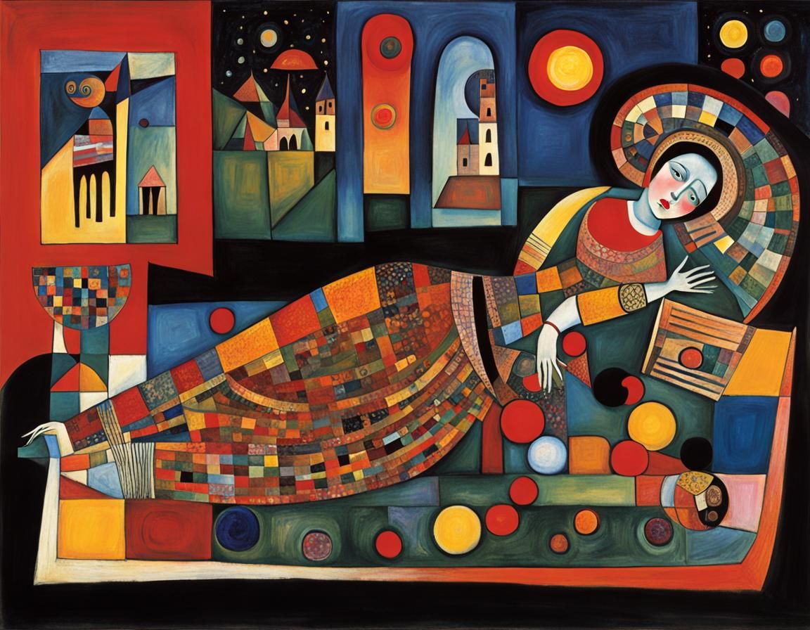 Odalisque in Style of Kandinsky, Giger, Munch