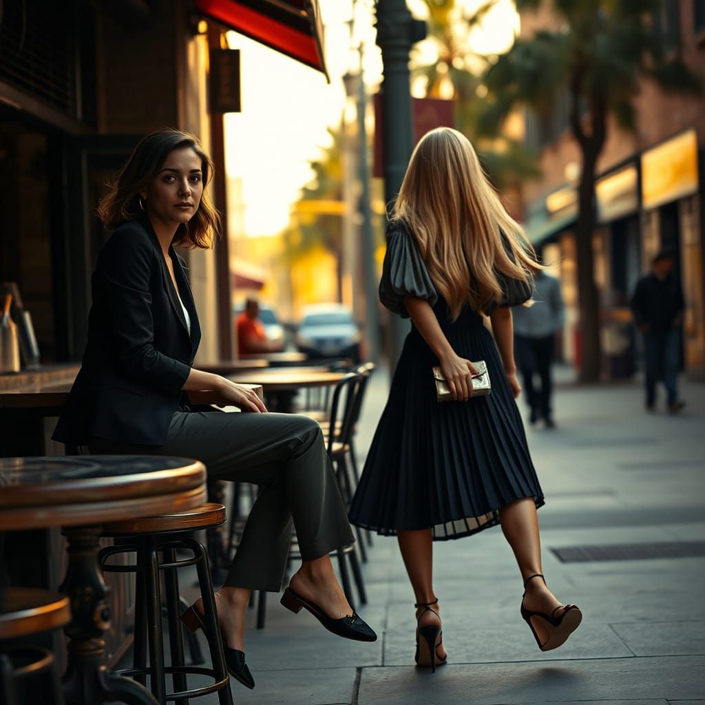 Confident Figure Seeks Attention in Dramatic Outdoor Scene