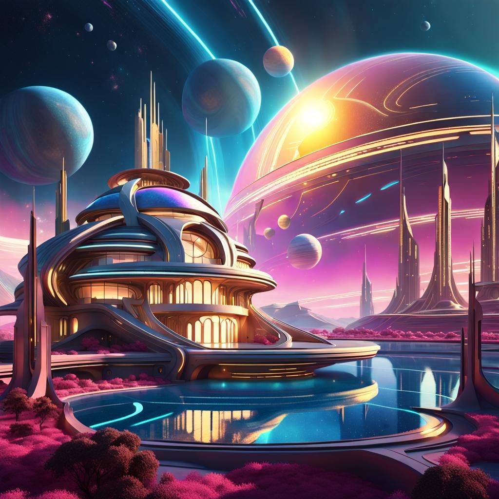 Futuristic Palace on Distant Planet in Concept Art
