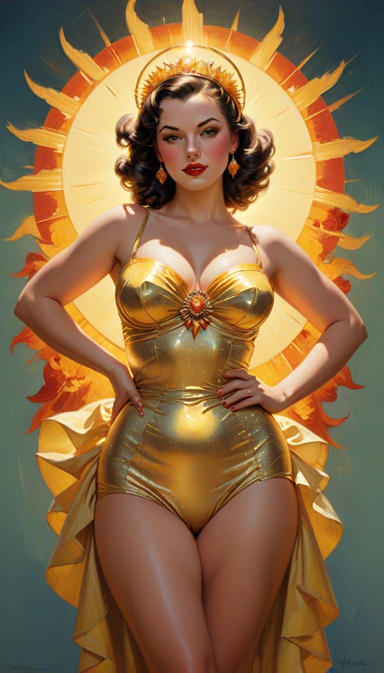Sun Goddess in Gil Elvgren Pinup Style