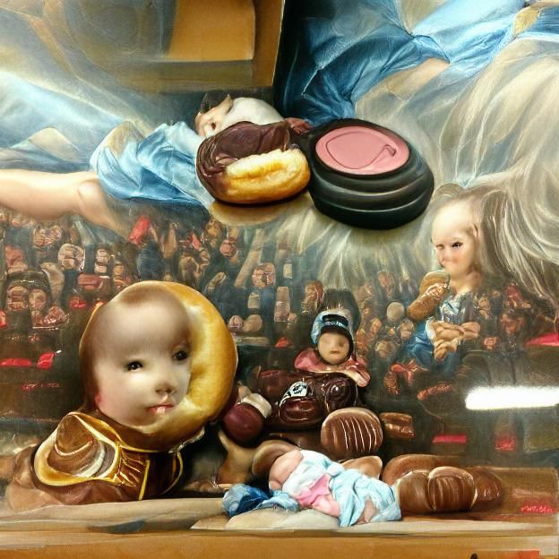 Baroque Still Life with Donuts and Doll