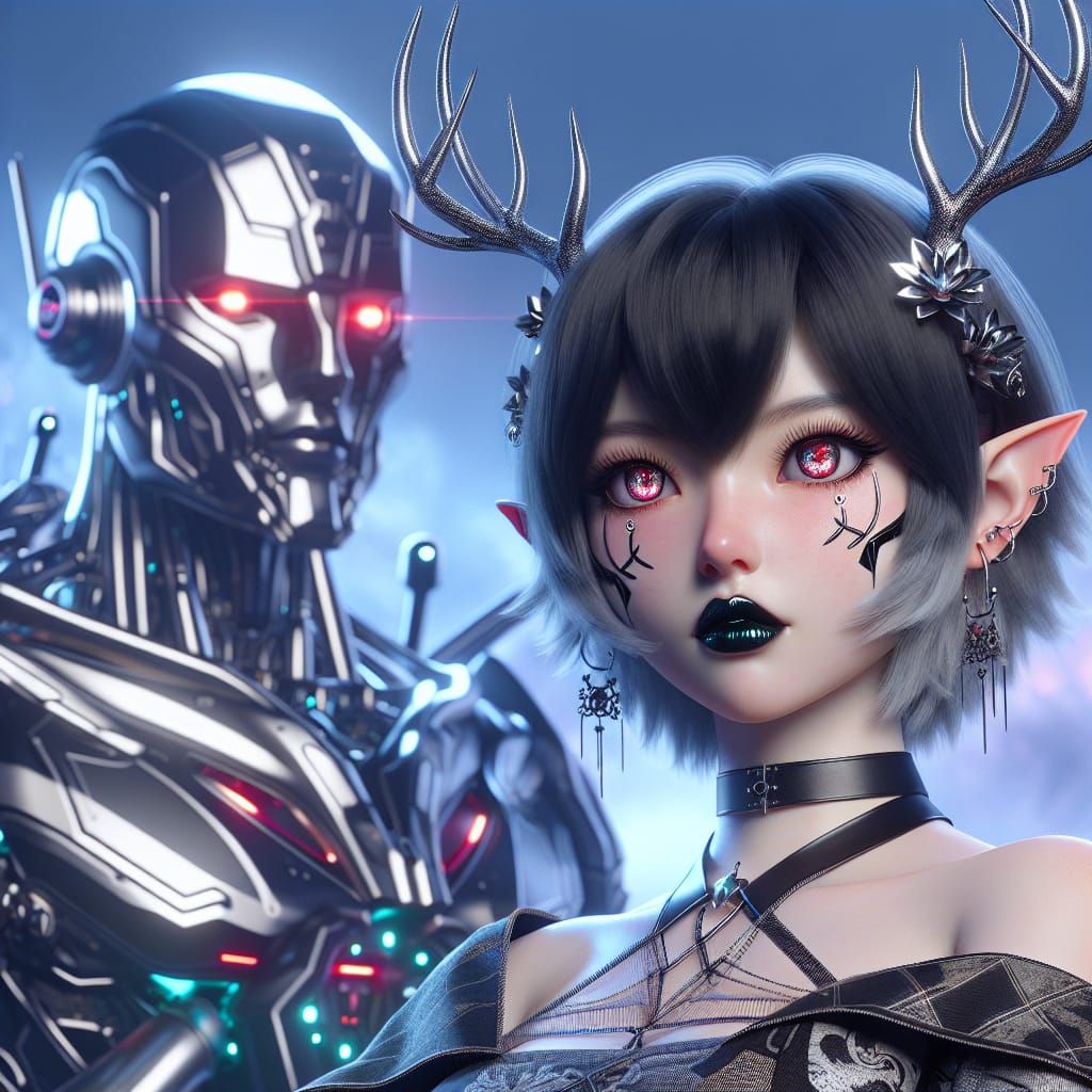 Japanese Manga layout of a Black-haired woman with pixie-cut...