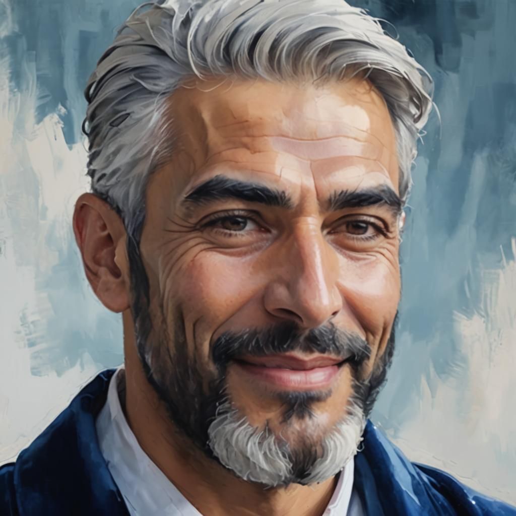 Handsome Arab Man in Velvet Robe, Impressionist Style
