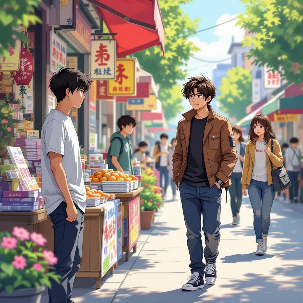 Anime-Style Image of Rohit Unaware of Vikram's Mockery