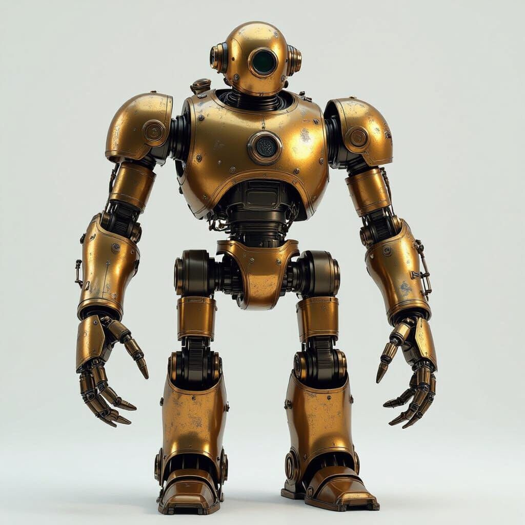 Steampunk Robot Concept Art with Chiaroscuro Lighting