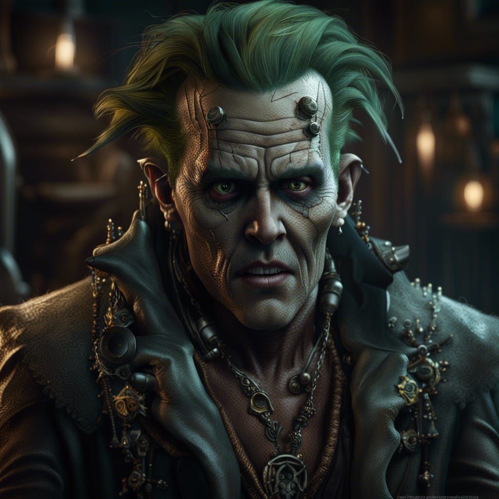 Johnny Depp as Frankenstein's Monster: Detailed Matte Painti...