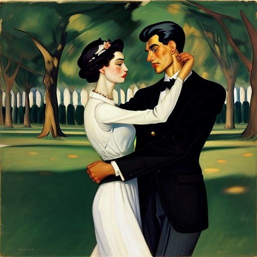 Solitary Waltz in a Dark Park: Expressionist Painting