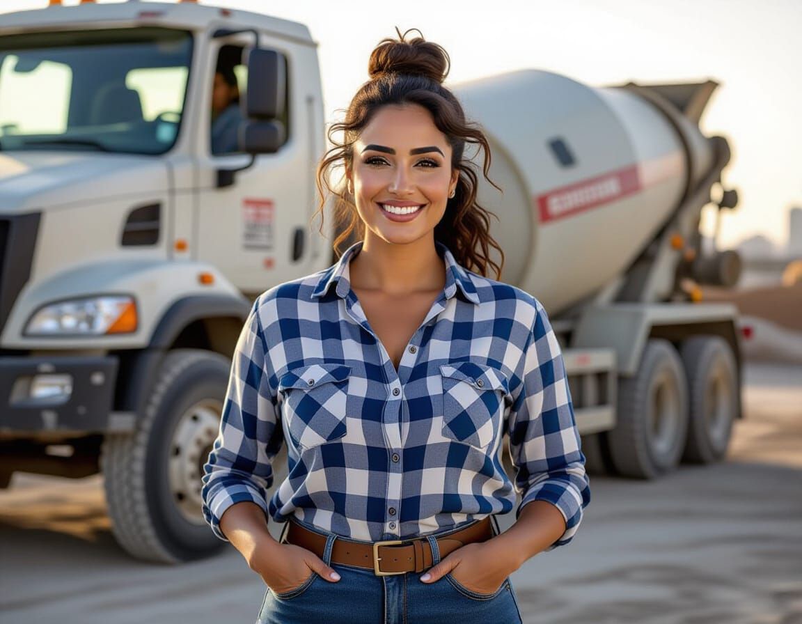 Egyptian Woman in Construction Site at Sunset